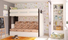 Кровать с диваном 75 Карамель Атлант (Венге Магия /Сосна Карелия/Савана) в Большой Ирбе - bolshaya-irba.katalogmebeli.com | фото