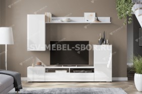 Мебель для гостиной МГС 4 (Белый/Белый глянец) в Большой Ирбе - bolshaya-irba.katalogmebeli.com | фото
