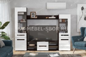 Мебель для гостиной МГС 6 (Исполнение 1/Венге/Белый глянец) в Большой Ирбе - bolshaya-irba.katalogmebeli.com | фото