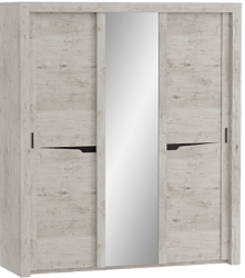Шкаф трехдверный Соренто с раздвижными дверями Дуб бонифаций/Кофе структурный матовый в Большой Ирбе - bolshaya-irba.katalogmebeli.com | фото