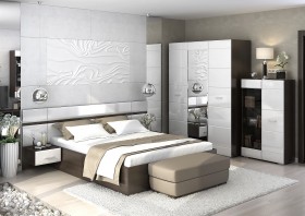 Спальня Вегас (Венге/Белый глянец) в Большой Ирбе - bolshaya-irba.katalogmebeli.com | фото
